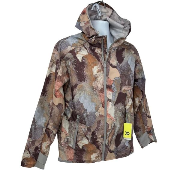 All In Motion Men’s Windbreaker Jacket Brown Stone Packable Hooded Sz Sm - Picture 3 of 15